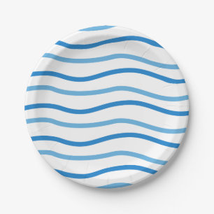 Assiettes En Carton Mariage Blue & White Stripes, Fête de l'mariée