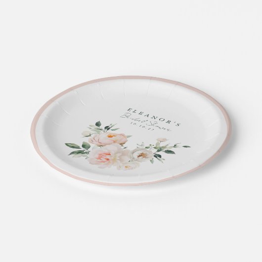 Assiettes En Carton Mariage Blush Pivoine Aquarelle Rose (Angle)