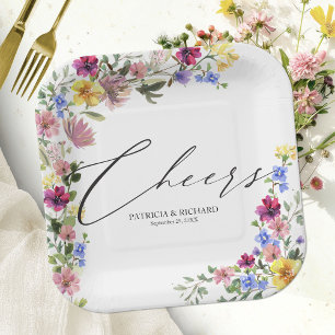 Assiettes En Carton Mariage Bohème aux Fleurs Sauvages