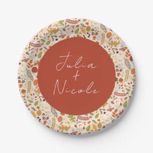 Assiettes En Carton Mariage Bohème Floral Rustique Automne Chute de Ma