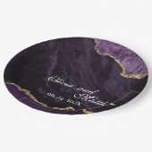 Assiettes En Carton Mariage Boho Agate Purple and Gold (Angle)