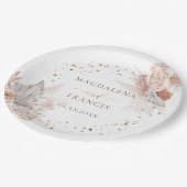 Assiettes En Carton Mariage boho fleurs fausse parties scintillant (Angle)