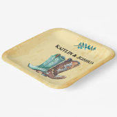 Assiettes En Carton Mariage Boots Cowboy 🤠 Monogramme Rustique Occide (Angulaire)