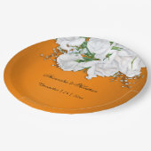 Assiettes En Carton Mariage botanique blanc orange brûlé (Angle)