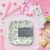 Assiettes En Carton Mariage botanique de branche d'olivier minimal mod (Fête)