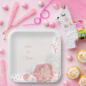 Assiettes En Carton mariage botanique de fleurs rose et blanche (Fête)