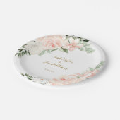 Assiettes En Carton Mariage botanique floral rose et or (Angle)