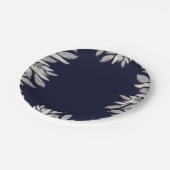 Assiettes En Carton Mariage Botanique Glamour Feuilles d'Argent Bleu R (Angle)