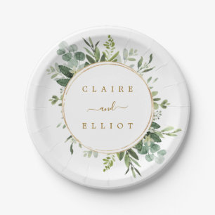 Assiettes En Carton Mariage Botanique Gold Greenery