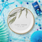 Assiettes En Carton Mariage botanique simple d'Eucalyptus (Fête)