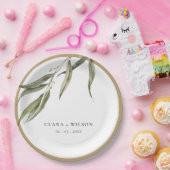 Assiettes En Carton Mariage botanique simple d'Eucalyptus (Fête)