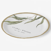 Assiettes En Carton Mariage botanique simple d'Eucalyptus (Angle)