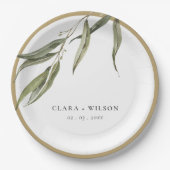 Assiettes En Carton Mariage botanique simple d'Eucalyptus (Devant)