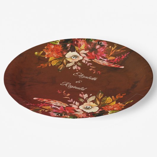 Assiettes En Carton Mariage botanique Splendor d'automne (Angle)