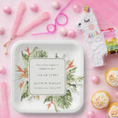 Assiettes En Carton Mariage botanique vert orange tropical (Fête)