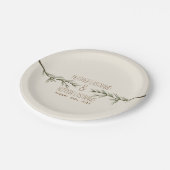 Assiettes En Carton Mariage Branches à feuillage persistant (Angle)