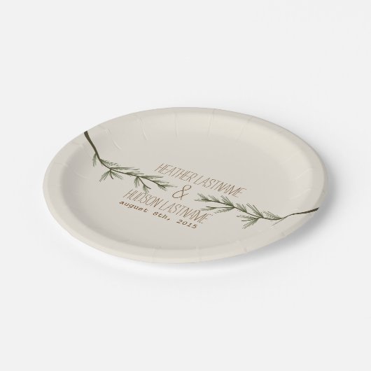 Assiettes En Carton Mariage Branches à feuillage persistant (Angle)