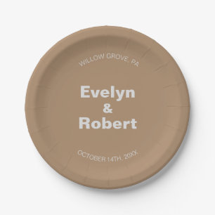 Assiettes En Carton Mariage Brown minimaliste élégant
