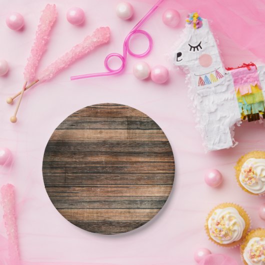 Assiettes En Carton Mariage campagnard à grange Brown en bois Patiné r (Fête)