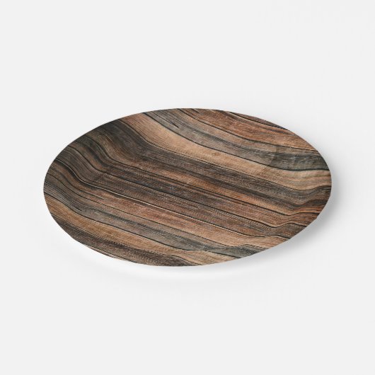 Assiettes En Carton Mariage campagnard à grange Brown en bois Patiné r (Angle)