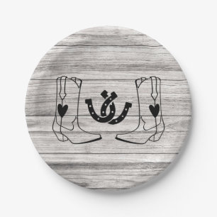 Assiettes En Carton Mariage campagnard occidental Bois rustique de cow