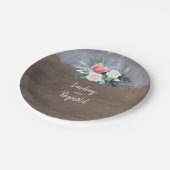 Assiettes En Carton Mariage campagnard rustique bleu et blanc poussiér (Angle)