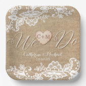 Assiettes En Carton Mariage campagnard Rustique Burlap Et Dentelle (Recto)