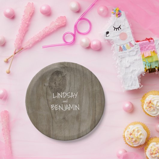 Assiettes En Carton Mariage campagnard rustique en bois de grange (Fête)