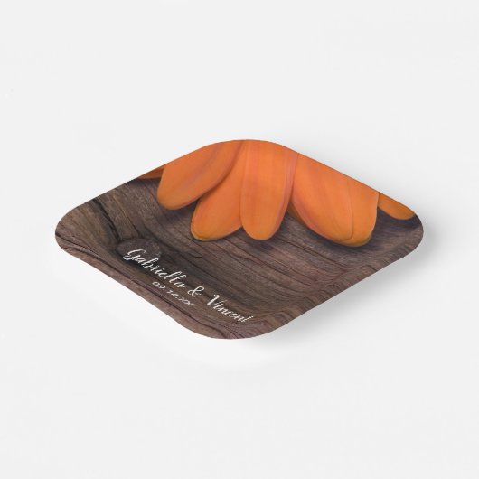 Assiettes En Carton Mariage campagnard rustique Orange Daisy Grange (Angulaire)
