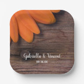 Assiettes En Carton Mariage campagnard rustique Orange Daisy Grange (Recto)