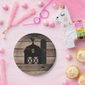 Assiettes En Carton Mariage campagnard rustique Patiné en bois noir (Fête)