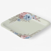 Assiettes En Carton Mariage Carré rose et bleu de charme (Angulaire)