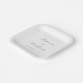 Assiettes En Carton Mariage Carré simple noir et blanc (Angulaire)