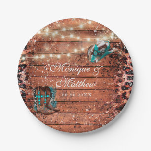 Assiettes En Carton Mariage Casquette des bottes de lumière de l'Ouest