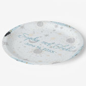 Assiettes En Carton Mariage céleste bleu or noir (Angle)