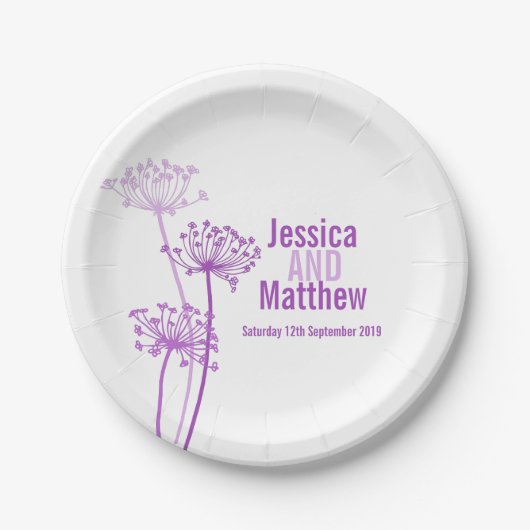 Assiettes En Carton Mariage cervil moderne fleur plaque de papier pers (Devant)