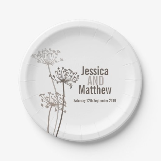 Assiettes En Carton Mariage cervil moderne fleur plaque de papier pers (Devant)