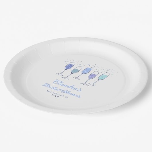 Assiettes En Carton Mariage Champagne Quelque Chose de Bleu (Angle)