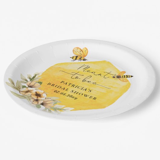 Assiettes En Carton Mariage Champêtre Abeille Fleurie Prévu Pour Être (Angle)