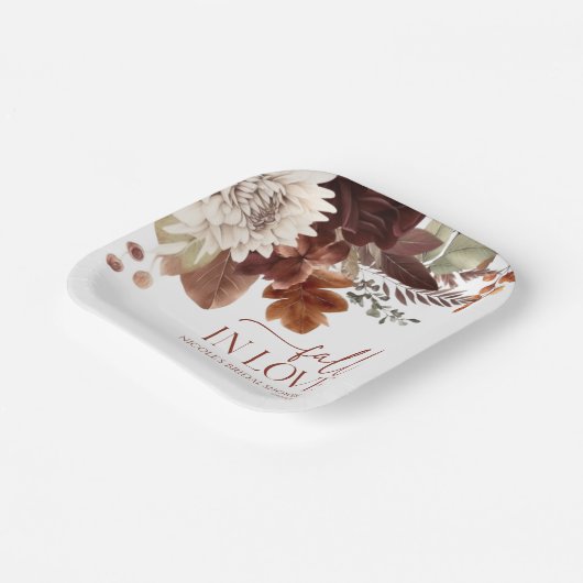 Assiettes En Carton Mariage Champêtre Automnal Amour Bourguignon Fleur (Angulaire)