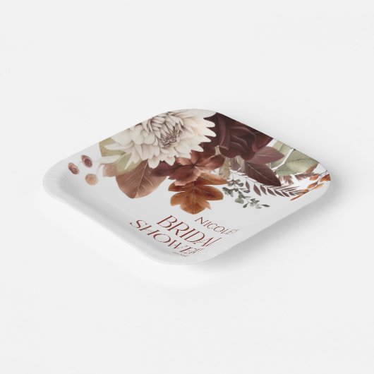 Assiettes En Carton Mariage Champêtre Automnal Amour Bourguignon Fleur (Angulaire)