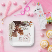 Assiettes En Carton Mariage Champêtre Automne Amour Floral Bourgogne (Fête)