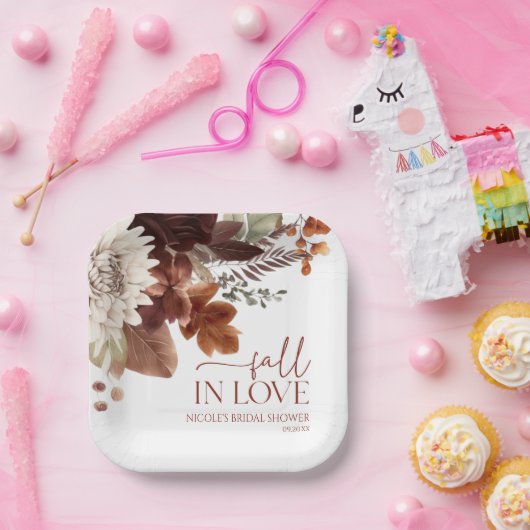 Assiettes En Carton Mariage Champêtre Automne Amour Floral Bourgogne (Fête)