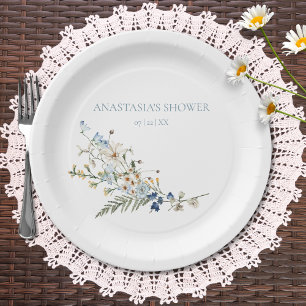 Assiettes En Carton Mariage Champêtre aux Bleuets et aux Marguerites p
