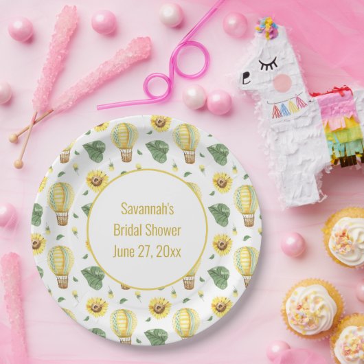 Assiettes En Carton Mariage Champêtre en Montgolfière et Tournesols (Fête)