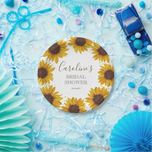 Assiettes En Carton Mariage champêtre Tournesol Shower Bohème Aquarell (Fête)
