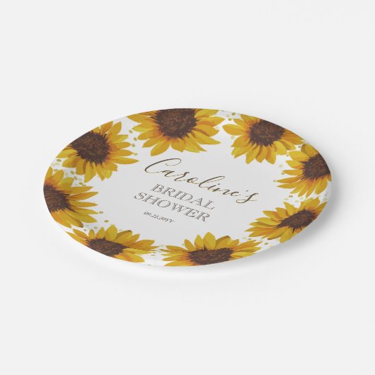 Assiettes En Carton Mariage champêtre Tournesol Shower Bohème Aquarell (Angle)