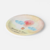 Assiettes En Carton Mariage chaud de ballon à air d'aquarelle (Angle)