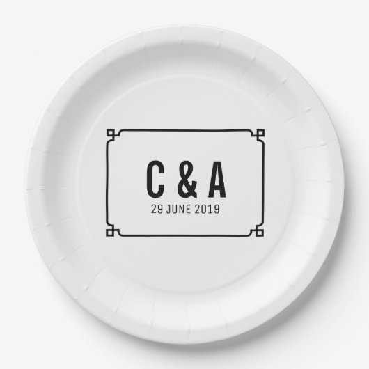 Assiettes En Carton Mariage chic Black Deco (Devant)