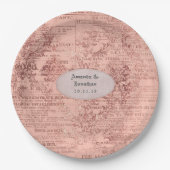 Assiettes En Carton Mariage chic or rose (Devant)